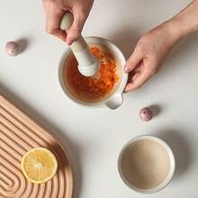 陶瓷研钵和研杵套装 - 厨房必备工具，可用于研磨大蒜/香料（2 种颜色）