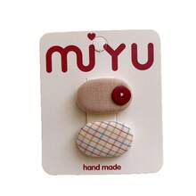 Korean Style Sweet Versatile Polka Bangs BB Clip Girls Oval Candy Color Side Hair Clip Hair Accessory - 2-格紋咖 - 查看 5