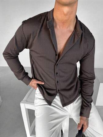 WAIT HIM Men's Striped Casual Everyday Long Sleeve T-Shirt