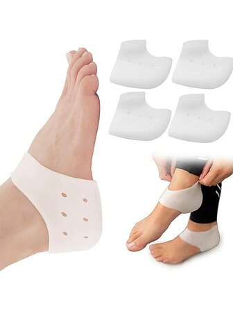 1 双硅胶柔软透气足跟保护垫，保湿足部护理，男女适用，秋冬