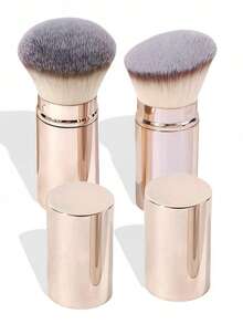 1/2 Pcs Retractable Face Makeup Brushes Set - Foundation Brush, Powder Brush, Blush Brush, Portable Travel Makeup Brushes With Aluminum Tube And Cover,Foundation Brush,Concealer Brush,Blush Brush,Contour Brush,Blush Brush,Bronzer Brush,Powder Brush,Foundation Brush,Blush Brush - Rose Gold - View 8