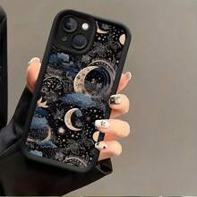 [Teléfono] Diseño de escalera de ojos con ranura y luna Funda para phone 16, 16 Plus, 16 Pro, 15, 15 Plus, 15 Pro, 14, 14 Plus, 14 Pro, 13, 13 Pro, 12, 12 Pro, 11, 11 Pro, 11 Pro Sh - Negro - Ver 1