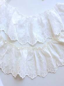 1 码刺绣荷叶边蕾丝花边，服装缝纫配件，用于服装、连衣裙下摆 DIY 装饰