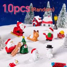 10pcs Mini Christmas Craft Resin Christmas Snowman Christmas Fruit Christmas Tree Jingle Christmas Gift Bag Decoration Set. (Random Category - Multicolor - View 13