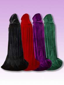 柔软天鹅绒连帽斗篷，圣诞斗篷，女巫服装，吸血鬼斗篷，巫师长袍，男女通用，适合派对、主题活动、角色扮演、万圣节、圣诞节和狂欢节，易于穿戴和收纳，是服装爱好者的完美节日礼物。 - 彩色 - 查看 8