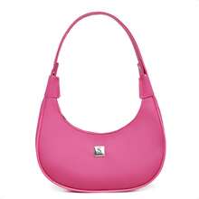 Women's Half Moon Tote Shoulder Bag Small Sophisticated - Hot Pink - View 8