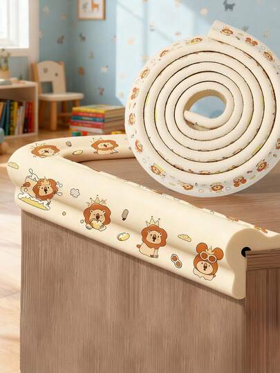 2米婴儿防撞条，儿童防撞角保护器，卡通狮子图案泡沫角保护套，桌子和墙壁的软边套，安全桌角防护装置，儿童家具保护套，婴儿洗澡装饰，桌面装饰