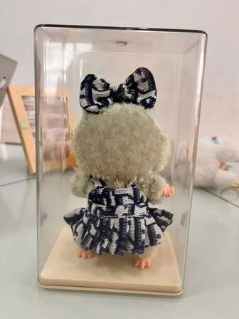 1pc Outfit And 1pc Display Box For Labubu Doll Storage, Transparent Display Case Protective Shell 15/17cm Doll Accessories, 1st & 2nd Generation Keychain For Labubu Clothes Gift, Doll Storage Box, Transparent, Full Protection