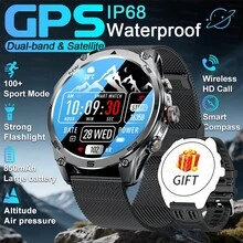 GUHUAVMI Smart Watch M70, Men's GPS Sports Watch, Dual-Band Multi-Satellite Positioning, 1.75inch 466*466 HD AMOLED Screen, 850mAh Long Battery Life, Alloy Body, With Bluetooth Call, Voice Assistant, Strong LED Flashlight, GPS Tracking, Compass, Altitude, Barometer, 100+Sports Mode, Fitness Tracker Watch, IP68 Waterproof Watch, Smartwatch For Men, Smartwatch For Women, Best Gifts