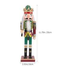 2pcs Nutcracker Ornament Christmas Decor Holiday Desktop Ornaments Puppets Walnut Soldier Wood