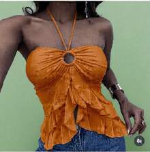 Strapless Fashion Casual Dress - 橘色 - 查看 2