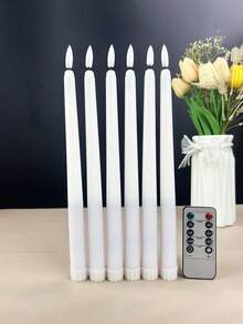 6 buc lumânări electronice LED de Crăciun, decor de atmosferă pentru petrecere de nuntă, lumânare simulată cu ceară cu stâlp extra lung, lumânare conică fără flacără, decor de nuntă alimentat cu baterii, cadouri de Crăciun, decor de toamnă pentru casă, decor de Crăciun fără baterie