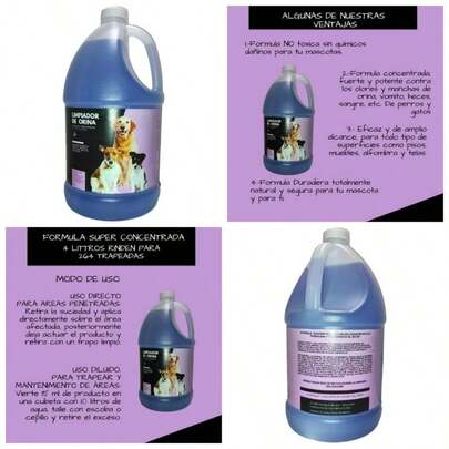 SPM SUPERALIMENTOS PARA MASCOTAS Limpiador de Orina y desechos de Perros y Gatos Formula No toxica Concentrada Aroma Lavanda 4 lt