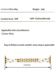 1pc Gold Floral Inlaid Metal Bracelet Watch Band, Women's Plum Blossom Ceramic Watch Band, Compatible With Apple Watch Series Ultra 3/2/1, SE, 11, 10, 9, 8, 7, 6, 5, 4, 3, 2, 1, Size 38/40/41/42/44/45/46/49mm, Smart Watch Accessory, Gold Band - Platinum - View 12