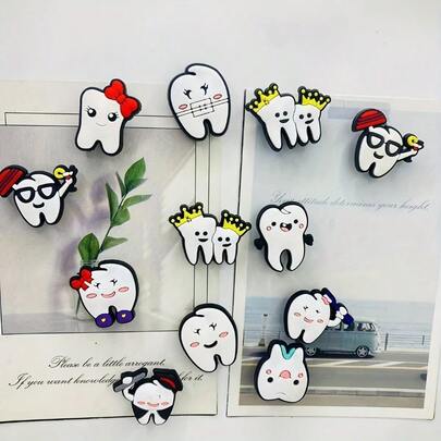 4pcs/8pcs/10pcs/12pcs Teeth Shaped Refrigerator Magnets - Colorful, Cool & Cute Kitchen Decor, Perfect Gift, Home & Holiday Decoration, Refrigerator Magnets | Colorful Fridge Decor | Decorative Magnets, Fridge Magnets, Whiteboard Stickers, Decorative Fridge Stickers, Cute Office Kitchen Stickers, Kitchen Supplies, Home Decor, Kitchen Decor, Christmas Gift, Halloween Gift