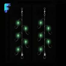 5件套夜光钓组，手工制作，带倒刺鱼钩，适用于海钓和淡水钓鱼 - 彩色 - 查看 3