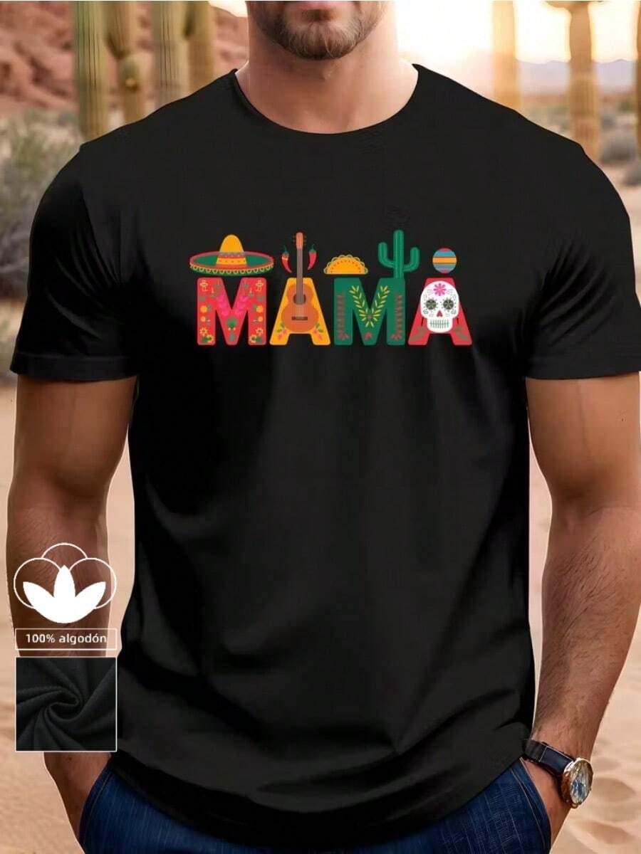 Camiseta casual para hombre, 100 % algodón, con un moderno estampado gráfico, perfecta para ir al gimnasio y un regalo ideal para cualquier entusiasta del fitness. Ligera y transpirable, de manga corta para el verano. - Negro - Ver 1