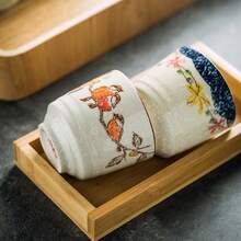 4/5/6 piezas Tazas de té de estilo japonés de cerámica, 5oz con diseño floral y de pájaros pintado a mano, tazas de té reutilizables y con aislamiento, lavar a mano solamente - Multicolor - Ver 9