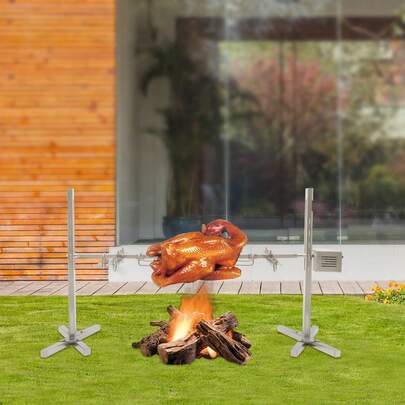 WANLECY 53" Electric Rotisserie BBQ Grill Spit Picnic Outdoor Camping Roaster Grill Stand