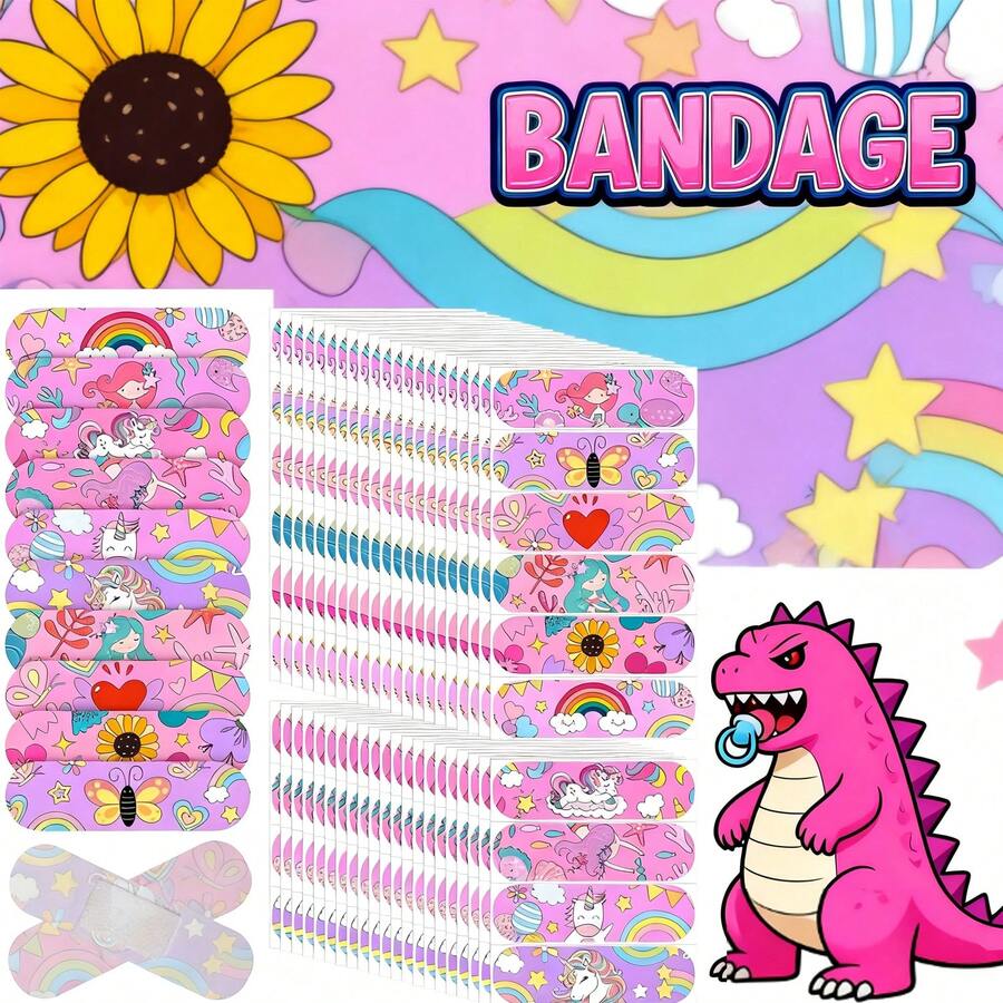 10~100 piezas Curitas con patrones coloridos, de dibujos animados (Vocabulario asociado avanzado: Vendas adhesivas de reparación avanzadas | Protección de heridas hipoalergénicas y resistentes al agua | Parches de curación viral, parches de hidrogel | Cuidado estéril de heridas para ampollas, cortes y raspaduras | Vendas flexibles y resistentes al agua, vendas adhesivas antiescara de moda | Estériles y súper pegajosas | Para cortes, raspaduras y quemaduras menores | Recuperación rápida de heridas)