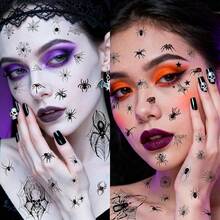 Tatuajes Luminosos para Niños, Diseños Variados, Tatuajes Temporales que Brillan en la Oscuridad - para Fiestas, Regalos y Maquillaje (15Pcs WSJ Tattoo Spider) - 15 piezas de tatuajes de araña WSJ - Ver 8