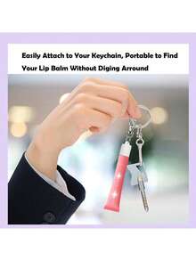 1pc/2pcs Summer Friday Lip Gloss Keychain, Lipstick Keychain Case, Portable Lip Gloss Keychain With Metal Clip, Suitable For Aquaphor, Bubbles Lipstick (Diameter 1.4 Cm) And Travel Essentials. The Perfect Choice For Holiday Gifts For Family And Friends. - 彩色 - 查看 8