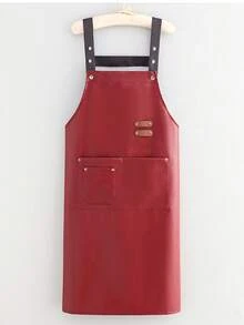 1 Piece High Quality Adjustable Apron - Buckle With Front Pocket Design - Easy To Clean Imitation Leather Apron For Chefs, Home Kitchens, BBQs, Waiters, Salons - Available In Red/Black/Coffee, Professional Look, Easy To Clean Material - Multicolor - View 15