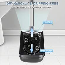 Toilet Brush And Holder 2 Pack, Self Closing Lid Toilet Bowl Brushes Holder And Extra Long Handle Ventilated Toilet Brush Set For Bathroom Cleaning, Nylon Bristles, White & Grey - 灰色的 - 查看 5