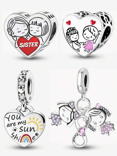 1 件 925 纯银时尚姐妹串珠吊坠珠子饰品适用于手链 DIY 女士珠宝