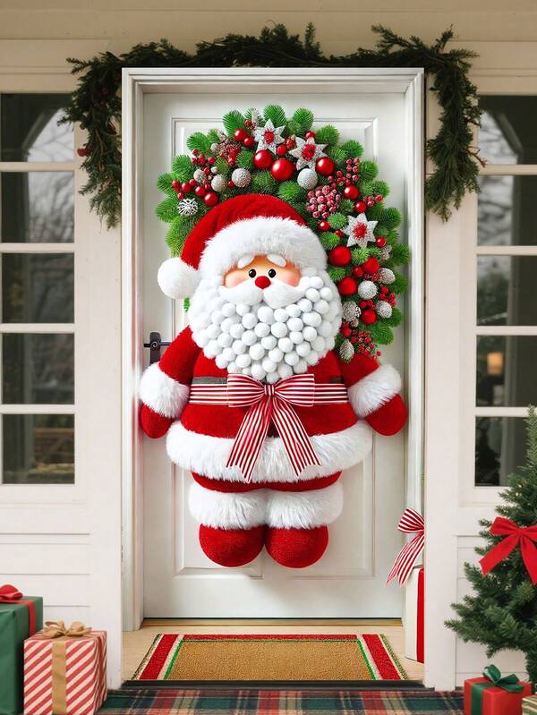 1 Piece Of 2D Christmas Door Banner Decoration, Christmas Ornament, Door Banner Decoration, 35x70 Inches, Holiday Creative Decoration, Power Consuming, Suitable For Indoor And Outdoor Use, Artistic Style, Perfect For Holiday Creativity And Parties, Christmas Home Decoration. (Not A Wreath)