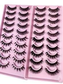 Mix 20Pairs Manga Cat Eye Style Clear Band False Eyelashes 5D Fluffy Eyelashes Natural Volume And Soft False Eyelashes,Comfortable To Wear Faux Mink Lashes,Reusable For Cosplay And Used Daily Makeup Extension - màu đen - Xem 6