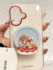 1 قطعة حامل هاتف من الاكريليك والراتنج بتصميم كرة زجاجية شجرة عيد الميلاد، قابل للطي وذو وسادة هوائية، مناسب للاستخدام في فصلي الخريف والشتاء