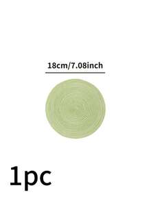 1/4/6/12pcs Bohemian Style Woven Placemats, Round Solid Color Dining Table Mats For Kitchen, Bowls, Cups, Suitable For Holidays, Parties, Birthdays, Vintage, Countryside, Outdoor, Home Decor, All Seasons - Green - View 16