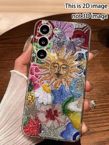 1个日月花卉图案软壳手机壳，兼容、荣耀、红米、三星Galaxy A04e/12/A13/A14/A34/A50/A52/A53/A54/S21/S22/S23/S24/S25/S25 Ultra、6A/7A/8A、12T/13T，国际版，非国内版 - 無色 - 查看 1