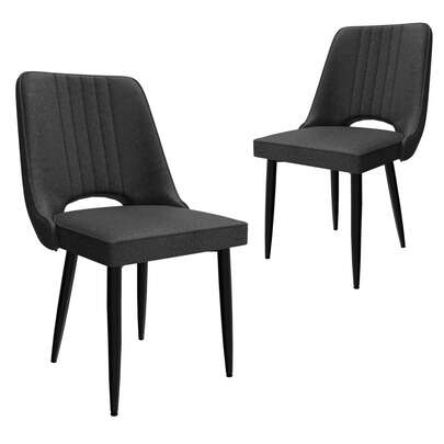 Zestaw 2 krzeseł do jadalni, krzesła do jadalni obite tkaniną z wysokim oparciem, nowoczesne krzesła kuchenne z metalowymi nogami, tapicerowane krzesła do stołu jadalnego