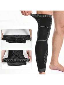 1 对 - 长款针织压缩护膝，全腿压缩套，长款护膝支撑，男女通用护膝，运动时施加全腿压力，适合日常生活、工作、健身跑步、篮球、排球！