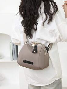 女士时尚休闲斜挎包 - 卡其色 - 查看 3