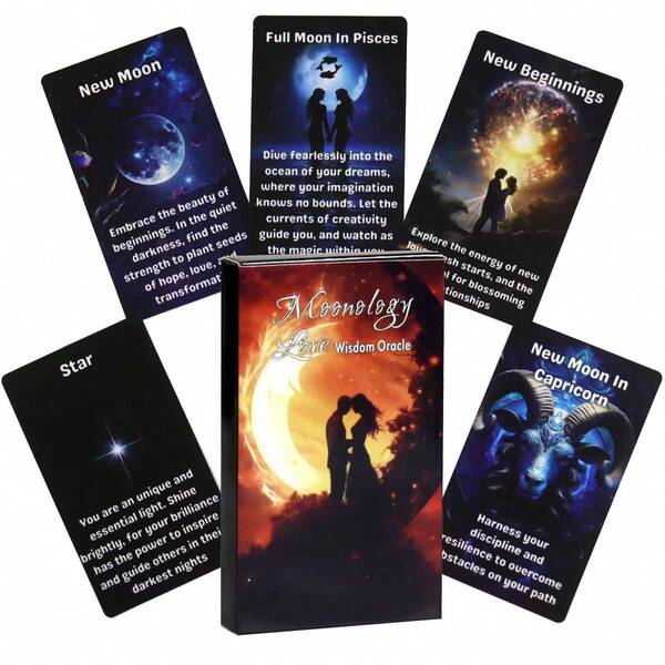 Moonology Love Wisdom Oracle Cards - Divine Lunar Guidance For Love & Relationships, Spiritual Tarot Deck For Soulmate Connections, Moon Magic Manifestation Tool,Oracle Cards, Tarot Deck, Manifestation, Spiritual Guidance