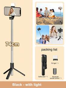 STICKMAG 70cm Wireless Bluetooth Selfie Stick Tripod With LED Fill Light, 360° Rotation Wireless Remote Control Phone Holder, Compatible With IPhone 16/15/14/13/12/11/Max/Pro/Xs/Xr/X/Plus, Galaxy S25/S24/S23/S22 Ultra, Other Android Smartphones And GoPro, Suitable For Travel And Live Streaming - Multicolor - View 9