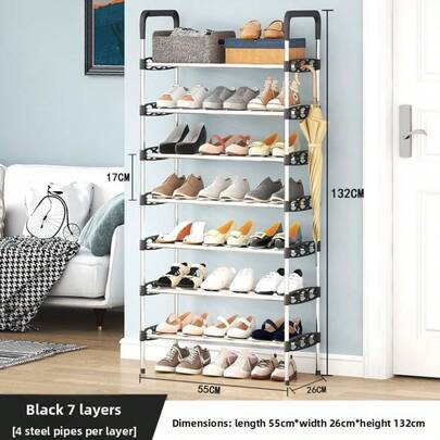 1 Pezzo Portascarpe salvaspazio, mobile, 3/4/5/6/7 ripiani in metallo e plastica, leggero, facile da montare, portabile da terra, adatto per case, dormitori, ingressi