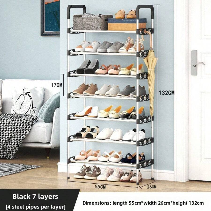 1 Pezzo Portascarpe salvaspazio, mobile, 3/4/5/6/7 ripiani in metallo e plastica, leggero, facile da montare, portabile da terra, adatto per case, dormitori, ingressi
