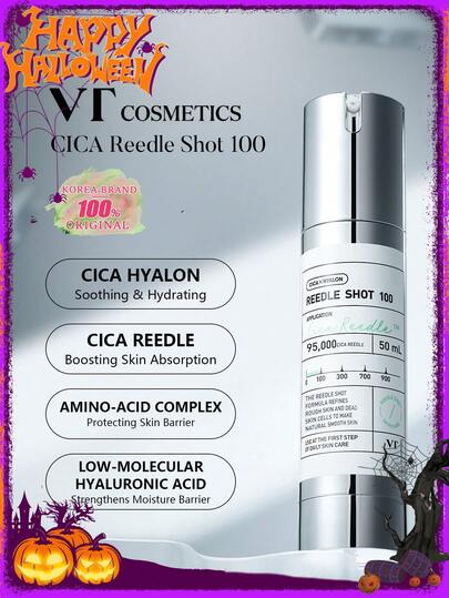 VT COSMETICS CICA Reedle Shot 50, Barrier Strengthening, Pollution Defense, Fast-Absorbing Aqua Tech, Gentle For Sensitive Skin, Calming In 15 Min, Clean Formula, Seasonal Transition, Travel-Friendly, Makeup Prep, K-Beauty, Korean Makeup, 50ml/1.69fl.Oz