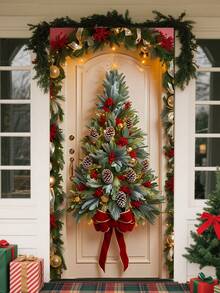 1pc Christmas Multi-Functional Christmas Pine Tree Holiday Wreath - Brightly Colored Pine Tree Wreath Suitable For Christmas, Halloween And Other Holidays - Easy To Hang, Power Off, Perfect For Parties And Celebrations, Especially Christmas, Thanksgiving And New Year