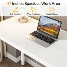 LITTLE TREE Modern Simple Computer Desk, 47 Inches PC Desk With 5 Reversible Drawers, Rustic Brown Study Writing Table Workstation For Home Office Small Spaces - trắng - Xem 8