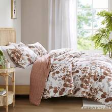 Lightweight Seersucker Botanical King Size Comforter Set, Reversible Design Bed Comforter, Premiuicrofiber Bedding Set, Comforter And Shams Set, Terracotta,24191362 - Pale Blush - 查看 5