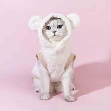 1pc Pet Plush Sweatshirt With Bear Design, Suitable For Small Cats And Dogs, Halloween & Christmas Gift - White - View 16