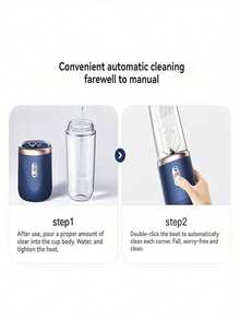 1pc Portable 2-In-1 Blender & Juicer, Dual Cup Design, Stainless Steel Blades, USB Rechargeable, Easy To Clean, Suitable For Making Smoothies, Ice Cubes, Kitchen Appliance; Outdoor Use, Perfect Gift For Valentine's Day, Mother's Day, Fruit Blending, Modern Fashion Design, ABS Plastic - Multicolor - View 4