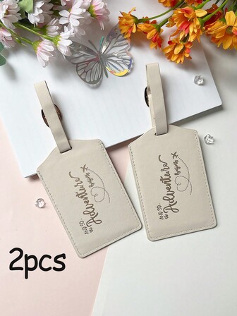 2PCS PU Letter Pattern Travel Luggage Tag Pass Boarding Pass Tags Suitcase Label Travel Tag Travel Accessories