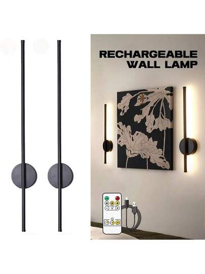 Minimalist Zwart Wand Lamp Remote Control 50cm/80cm Type Rechargeable, Magnetic Installation, Dimmable Temperature Adjustable, Perfect Bedroom, Study, Living Room, Stairwell Verlichting