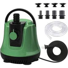 Bomba Sumergible 5500L/H, 115W Potente Bomba para Fuente de Agua de 5.5M de Impulso, Caudal Ajustable, Tubera de Agua de 1M, 4 Tipos de Conexiones de Tuberas, para Acuarios, Fuentes, Jardines - verde - Ver 2